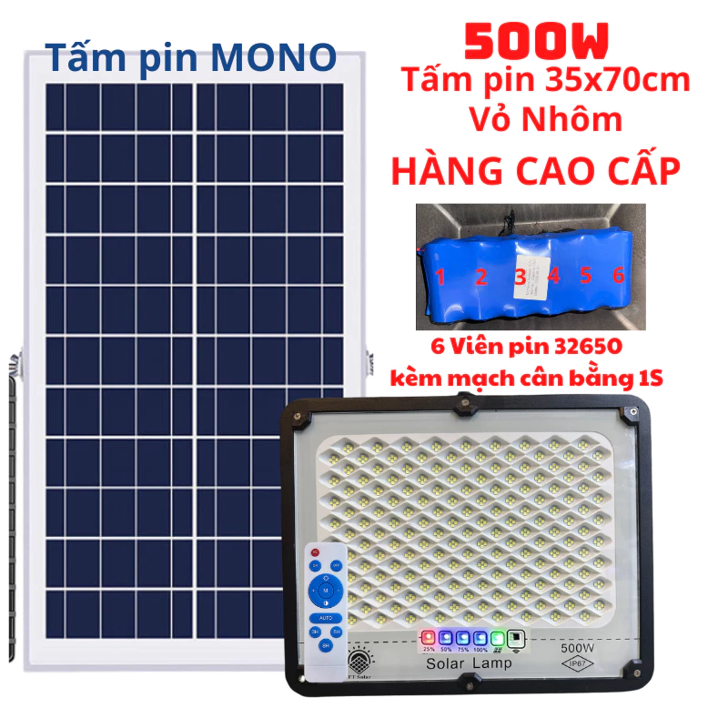 Đèn Năng Lượng Mặt Trời, Đèn Led Chống Lóa Cao Cấp 100W,200W,500W Khung Nhôm Bảo hành 2 năm