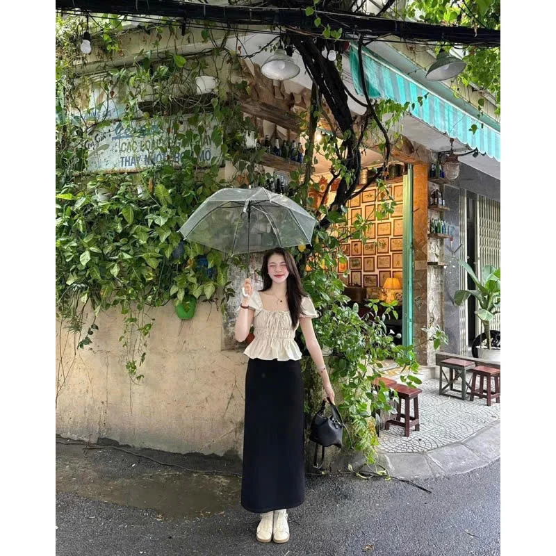 Áo babydoll linen kiểu xinh tay phồng tiểu thư công chúa bo thân nơ coquette ngực xinh xắn 126 Store